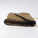 Christian Dior Trotter Canvas Chain Shoulder Bag Brown Gold Auth 126266-3