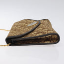 Christian Dior Trotter Canvas Chain Shoulder Bag Brown Gold Auth 126266-4