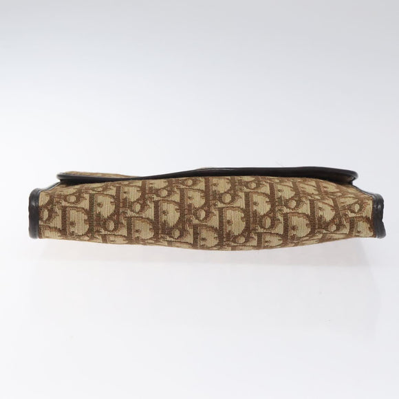 Christian Dior Trotter Canvas Chain Shoulder Bag Brown Gold Auth 126266