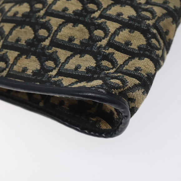 Christian Dior Trotter Canvas Shoulder Bag Navy Gold Auth 126267