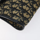 Christian Dior Trotter Canvas Shoulder Bag Navy Gold Auth 126267-16