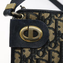 Christian Dior Trotter Canvas Shoulder Bag Navy Gold Auth 126267-10