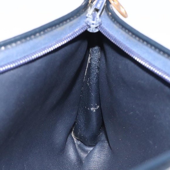 Christian Dior Trotter Canvas Shoulder Bag Navy Gold Auth 126267