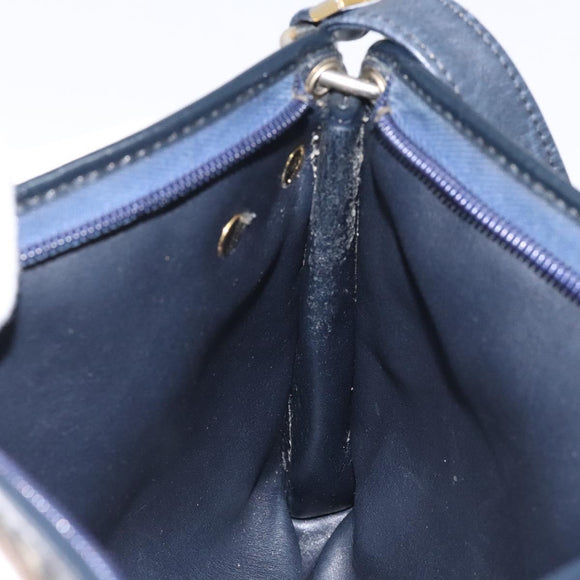 Christian Dior Trotter Canvas Shoulder Bag Navy Gold Auth 126267