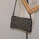 Christian Dior Trotter Canvas Shoulder Bag Navy Gold Auth 126267-20