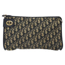 Christian Dior Trotter Canvas Shoulder Bag Navy Gold Auth 126267-13
