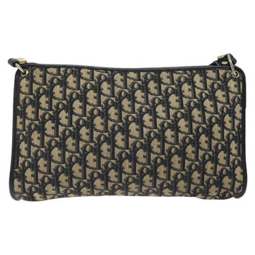 Christian Dior Trotter Canvas Shoulder Bag Navy Gold Auth 126267 - 0