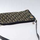 Christian Dior Trotter Canvas Shoulder Bag Navy Gold Auth 126267-6