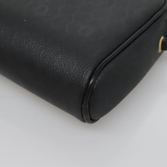 Christian Dior Honeycomb Canvas Shoulder Bag PVC Black Gold Auth 126268