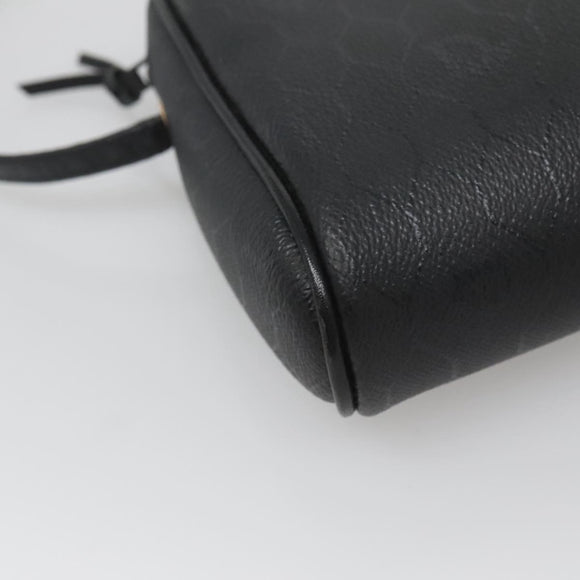 Christian Dior Honeycomb Canvas Shoulder Bag PVC Black Gold Auth 126268
