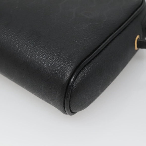Christian Dior Honeycomb Canvas Shoulder Bag PVC Black Gold Auth 126268