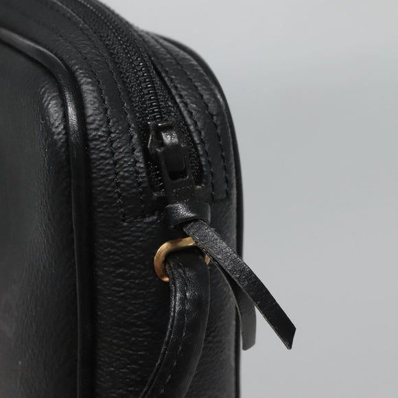 Christian Dior Honeycomb Canvas Shoulder Bag PVC Black Gold Auth 126268