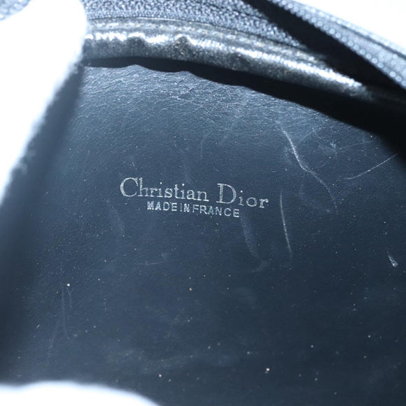 Christian Dior Honeycomb Canvas Shoulder Bag PVC Black Gold Auth 126268