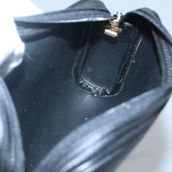 Christian Dior Honeycomb Canvas Shoulder Bag PVC Black Gold Auth 126268