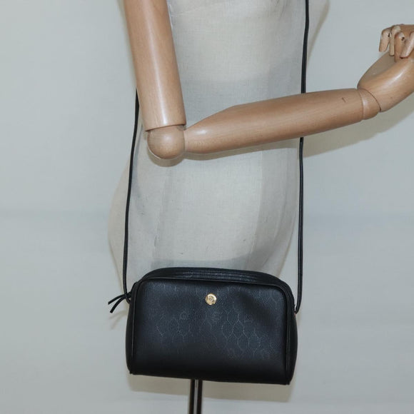 Christian Dior Honeycomb Canvas Shoulder Bag PVC Black Gold Auth 126268