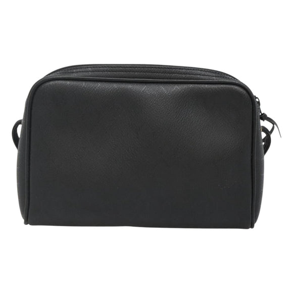 Christian Dior Honeycomb Canvas Shoulder Bag PVC Black Gold Auth 126268