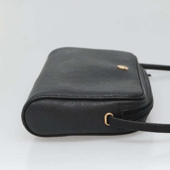 Christian Dior Honeycomb Canvas Shoulder Bag PVC Black Gold Auth 126268