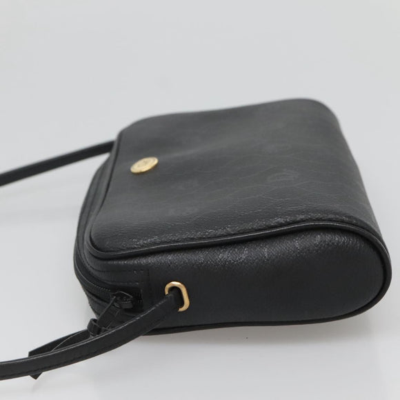 Christian Dior Honeycomb Canvas Shoulder Bag PVC Black Gold Auth 126268