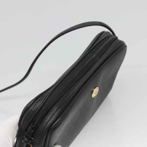 Christian Dior Honeycomb Canvas Shoulder Bag PVC Black Gold Auth 126268