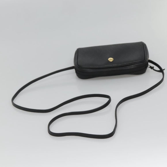 Christian Dior Honeycomb Canvas Shoulder Bag PVC Black Gold Auth 126268