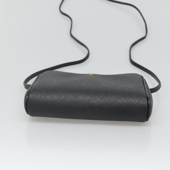 Christian Dior Honeycomb Canvas Shoulder Bag PVC Black Gold Auth 126268