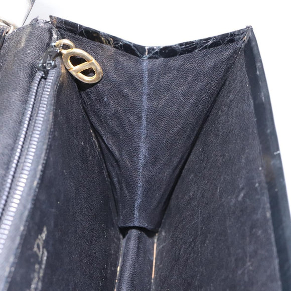 Christian Dior Shoulder Bag Enamel Black Gold Auth 126269