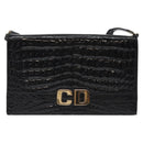 Christian Dior Shoulder Bag Enamel Black Gold Auth 126269-13