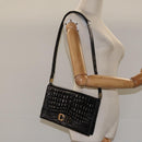 Christian Dior Shoulder Bag Enamel Black Gold Auth 126269-22