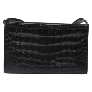 Christian Dior Shoulder Bag Enamel Black Gold Auth 126269 - 0