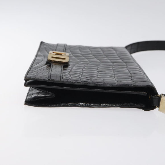 Christian Dior Shoulder Bag Enamel Black Gold Auth 126269