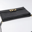 Christian Dior Shoulder Bag Enamel Black Gold Auth 126269-6