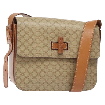 CELINE Macadam Canvas Shoulder Bag PVC Beige Auth 126270