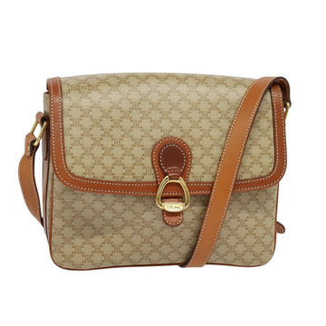 CELINE Macadam Canvas Shoulder Bag PVC Beige Gold Auth 126271
