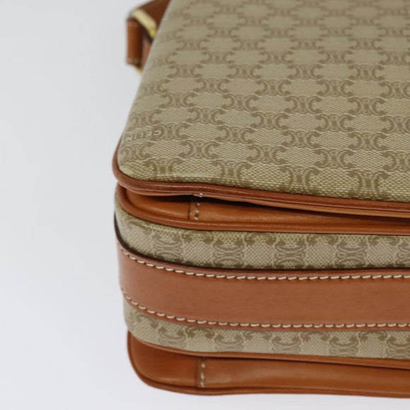 CELINE Macadam Canvas Shoulder Bag PVC Beige Gold Auth 126271