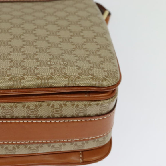 CELINE Macadam Canvas Shoulder Bag PVC Beige Gold Auth 126271