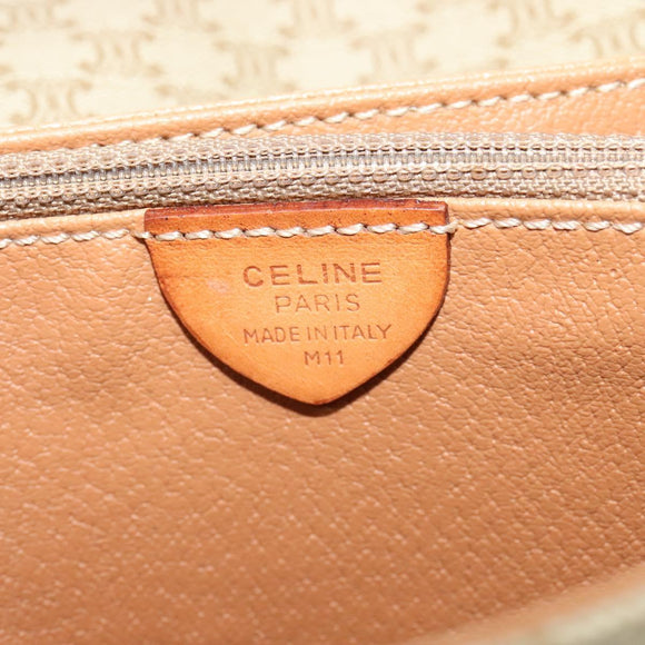 CELINE Macadam Canvas Shoulder Bag PVC Beige Gold Auth 126271