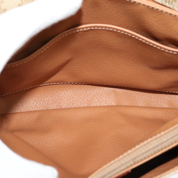 CELINE Macadam Canvas Shoulder Bag PVC Beige Gold Auth 126271