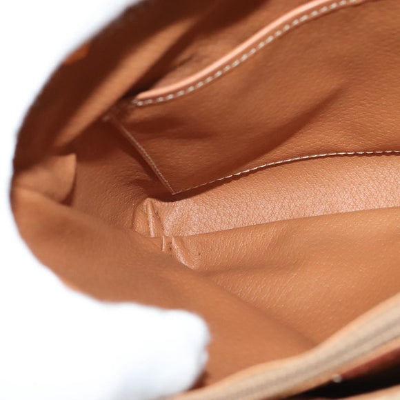 CELINE Macadam Canvas Shoulder Bag PVC Beige Gold Auth 126271