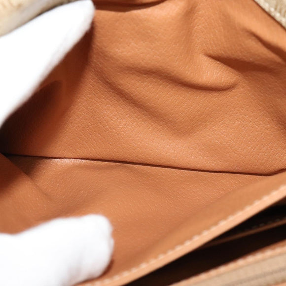 CELINE Macadam Canvas Shoulder Bag PVC Beige Gold Auth 126271