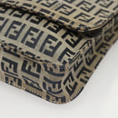 FENDI Zucchino Canvas Shoulder Bag Navy Gold Auth 126273-15