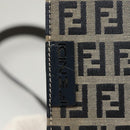 FENDI Zucchino Canvas Shoulder Bag Navy Gold Auth 126273-18