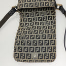 FENDI Zucchino Canvas Shoulder Bag Navy Gold Auth 126273-10