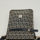 FENDI Zucchino Canvas Shoulder Bag Navy Gold Auth 126273-19