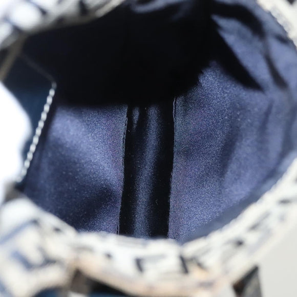 FENDI Zucchino Canvas Shoulder Bag Navy Gold Auth 126273