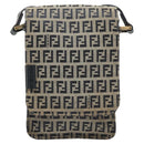 FENDI Zucchino Canvas Shoulder Bag Navy Gold Auth 126273-13