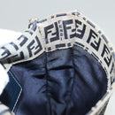 FENDI Zucchino Canvas Shoulder Bag Navy Gold Auth 126273-21