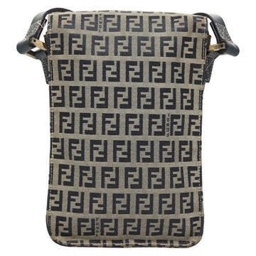 FENDI Zucchino Canvas Shoulder Bag Navy Gold Auth 126273 - 0