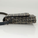 FENDI Zucchino Canvas Shoulder Bag Navy Gold Auth 126273-4