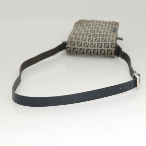 FENDI Zucchino Canvas Schoudertas Marinegoud Auth 126273A