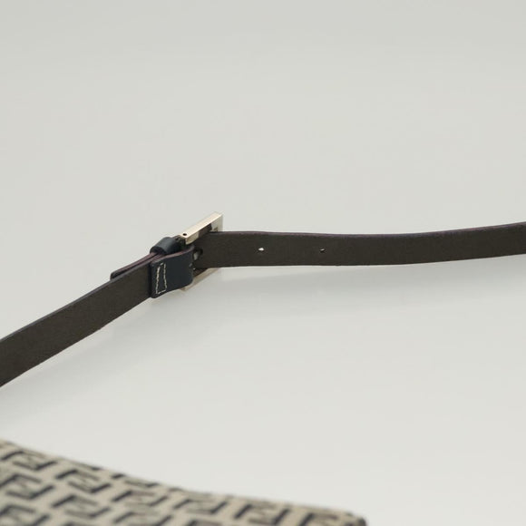 FENDI Zucchino Canvas Shoulder Bag Navy Gold Auth 126273